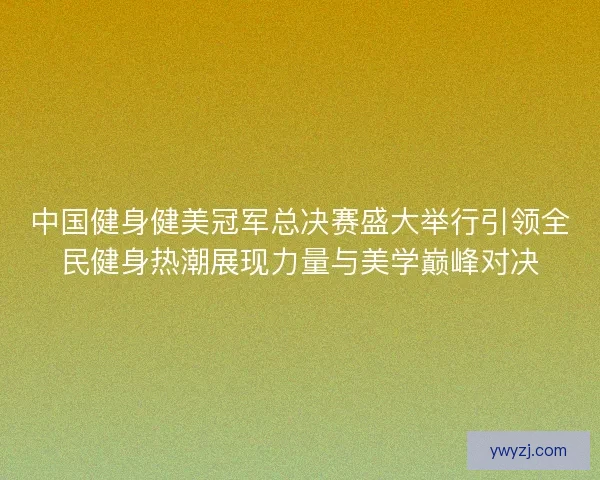 中国健身健美冠军总决赛盛大举行引领全民健身热潮展现力量与美学巅峰对决