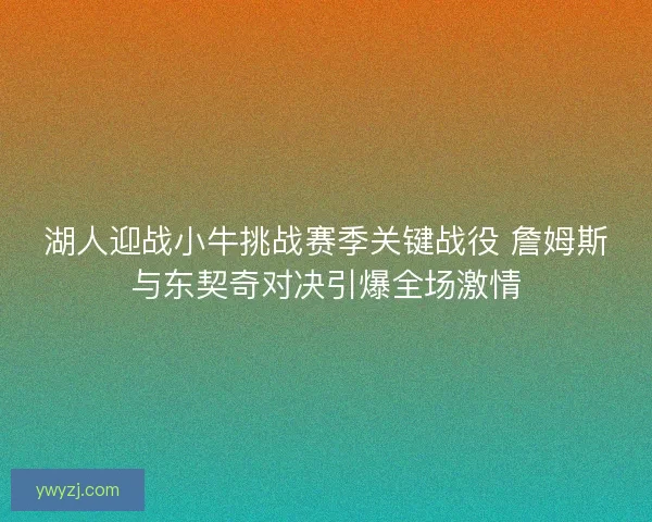 湖人迎战小牛挑战赛季关键战役 詹姆斯与东契奇对决引爆全场激情