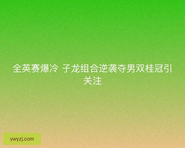全英赛爆冷 子龙组合逆袭夺男双桂冠引关注